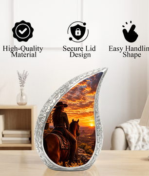 Cowboy Cremation Urn for Ashes, Western Horse Memorial Urn, Personalized Adult Urn