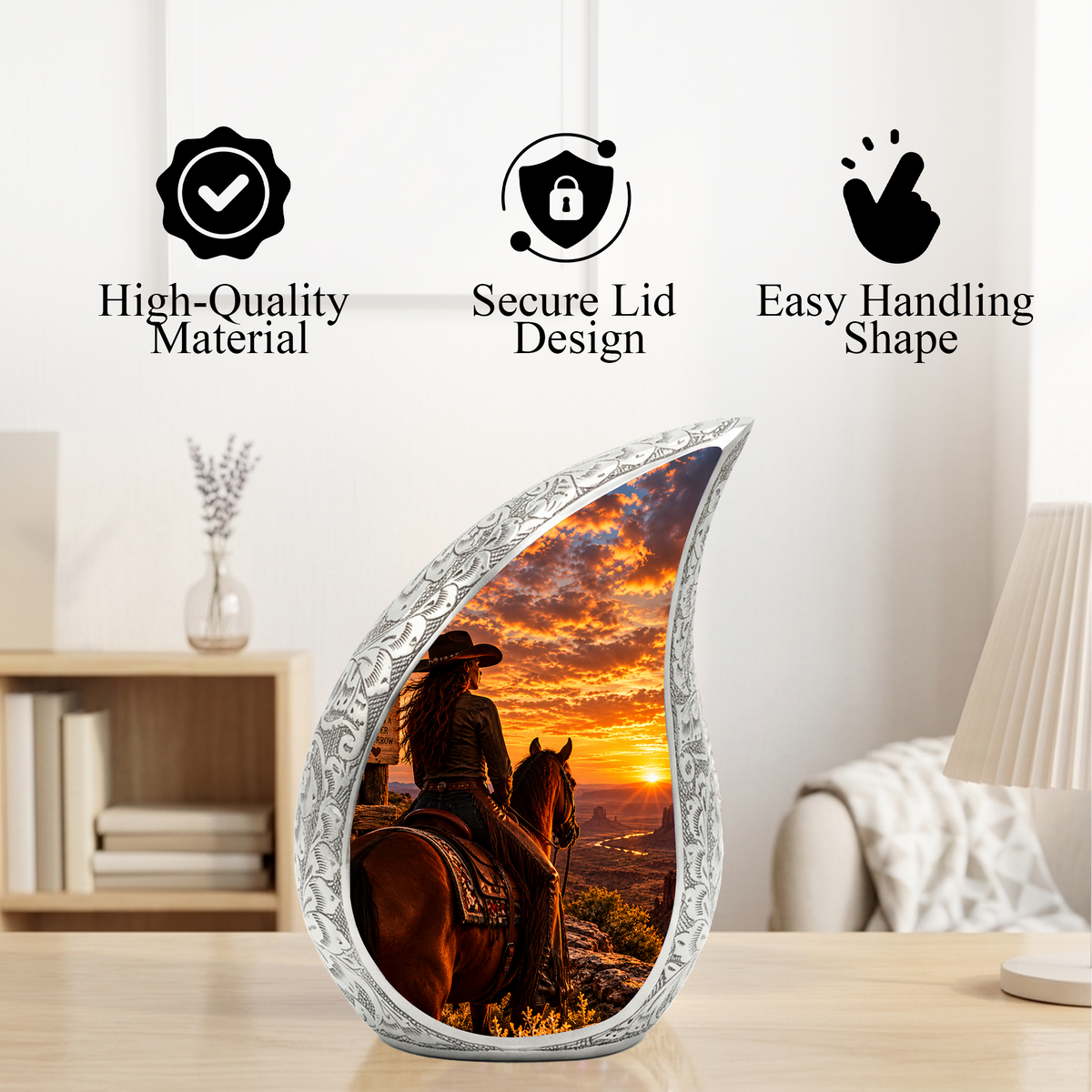 Cowboy Cremation Urn for Ashes, Western Horse Memorial Urn, Personalized Adult Urn