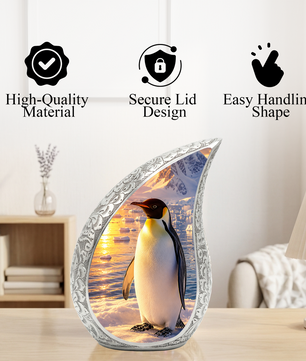 Penguin Memorial Urn for Mom, Dad & Family – Handmade Cremation Urn for Human Ashes