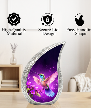 Hummingbird Urn for Mom | Floral Memorial Urn | Adult Cremation Urn