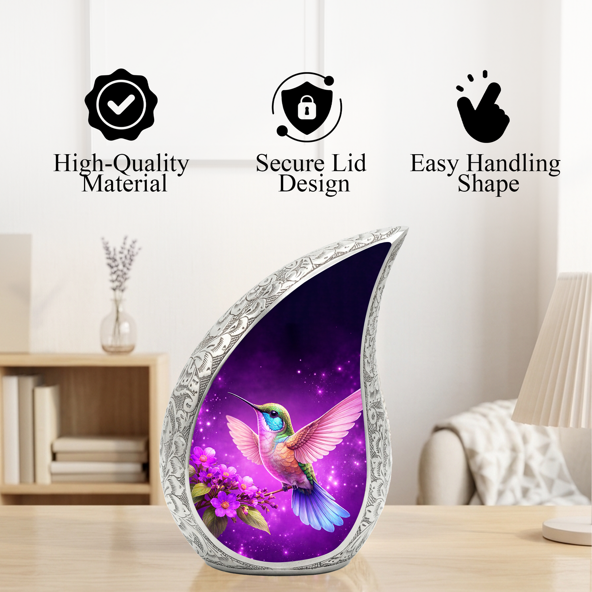 Hummingbird Urn for Mom | Floral Memorial Urn | Adult Cremation Urn