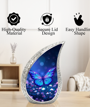 Blue Butterfly Urn for Human Ashes | Butterfly Memorial Urn