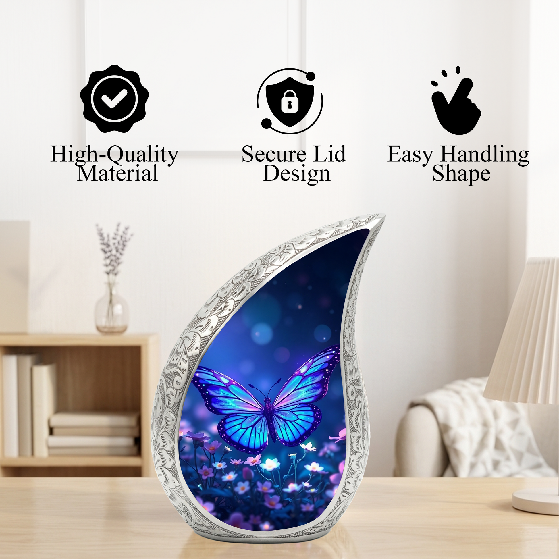 Blue Butterfly Urn for Human Ashes | Butterfly Memorial Urn