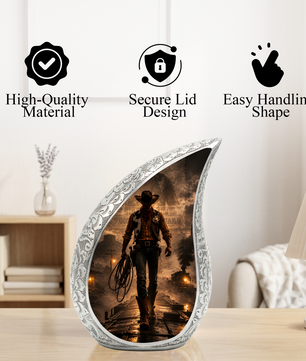 Cowboy Urn for Dad & Men | Western Cremation Urn for Adult Male Ashes | Cowboy Memorial Urn