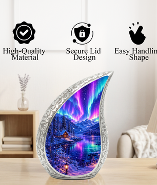 Aurora Borealis Cremation Urn for Mom & Women | Beautiful Keepsake Urn for Mom, Mother, Sister & Daughter