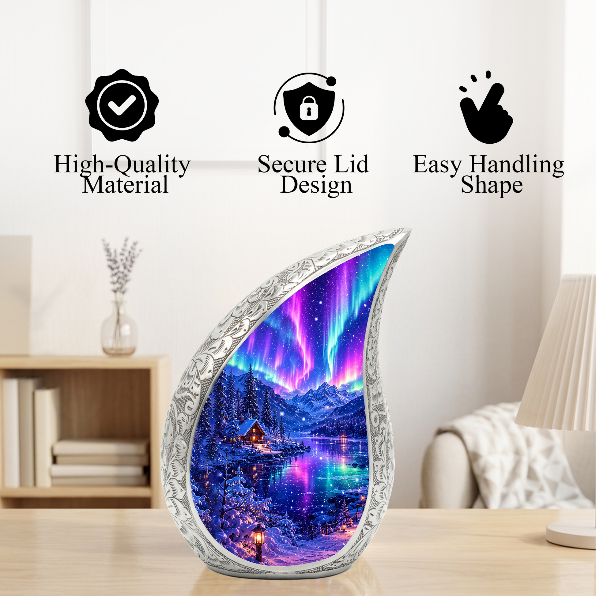 Aurora Borealis Cremation Urn for Mom & Women | Beautiful Keepsake Urn for Mom, Mother, Sister & Daughter