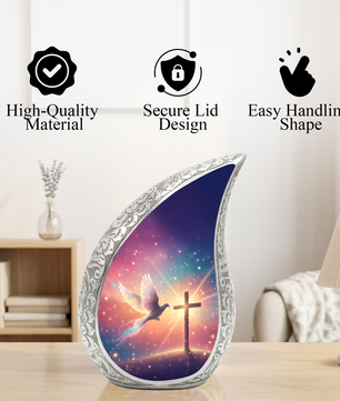 Christian Memorial Urn | Religious Urn for Ashes | Sunset Cross Urn