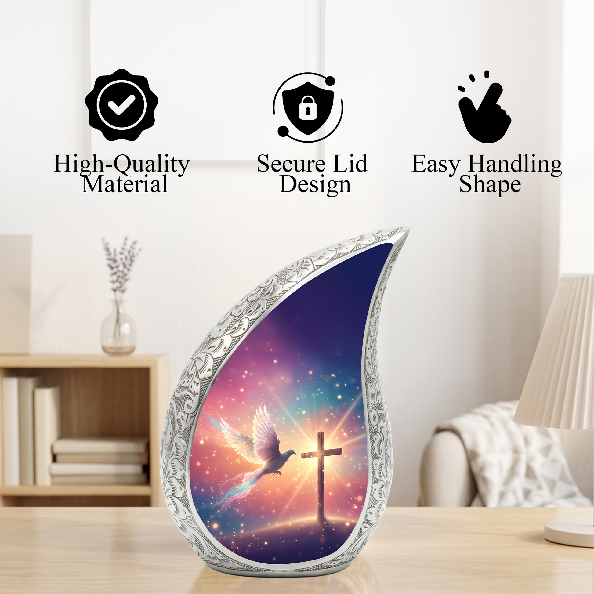 Christian Memorial Urn | Religious Urn for Ashes | Sunset Cross Urn