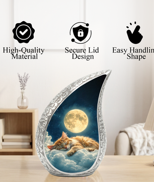 Cat Heaven Urn for Human & Pet Ashes – Personalized Cat Heaven Cremation Urn