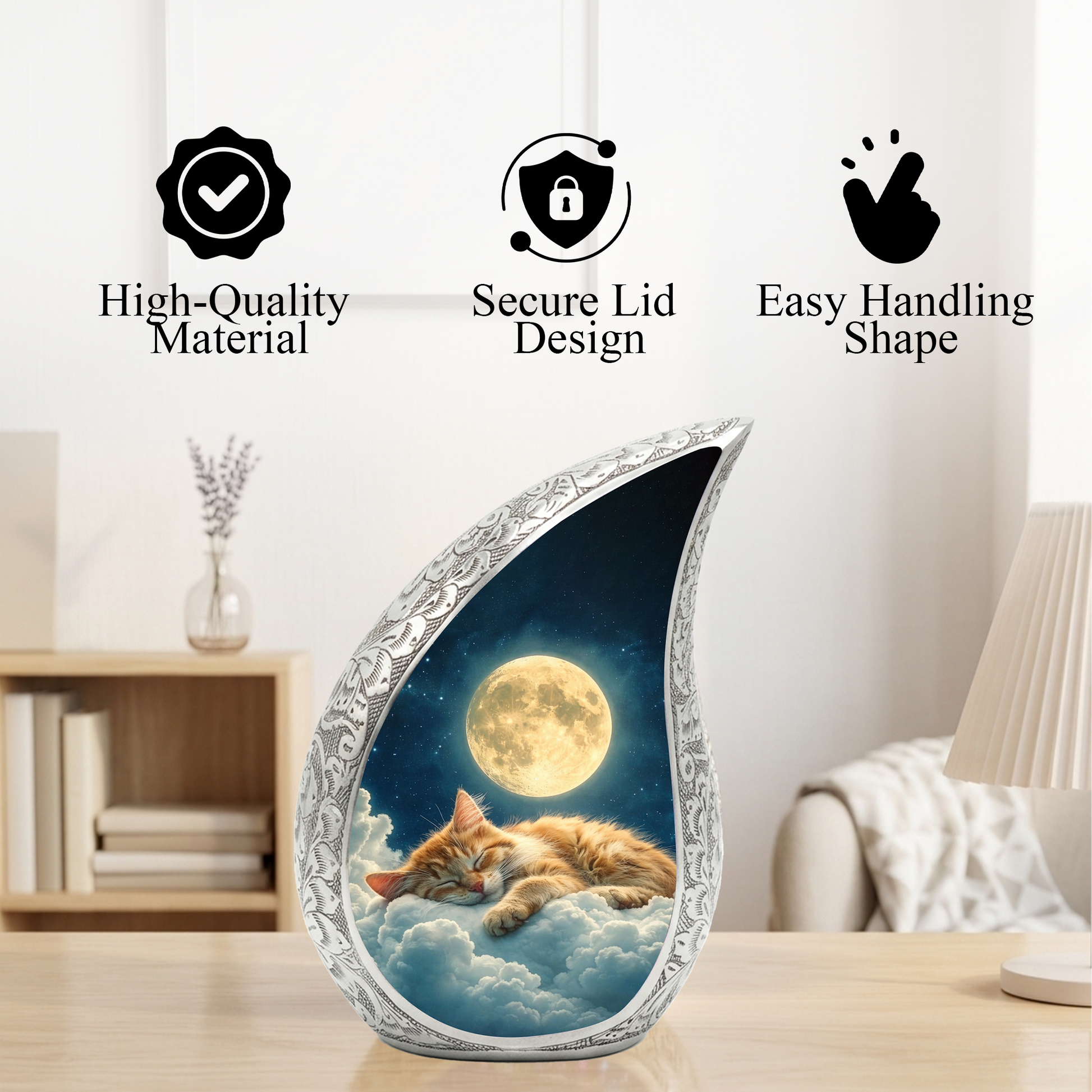 Cat Heaven Urn for Human & Pet Ashes – Personalized Cat Heaven Cremation Urn