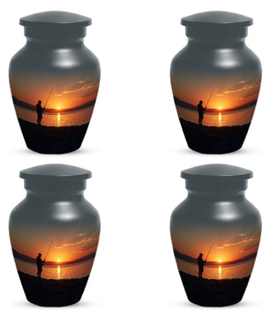 Fishing Sunset Urn for Dad | Fishing Cremation Urn for Adult Male Ashes