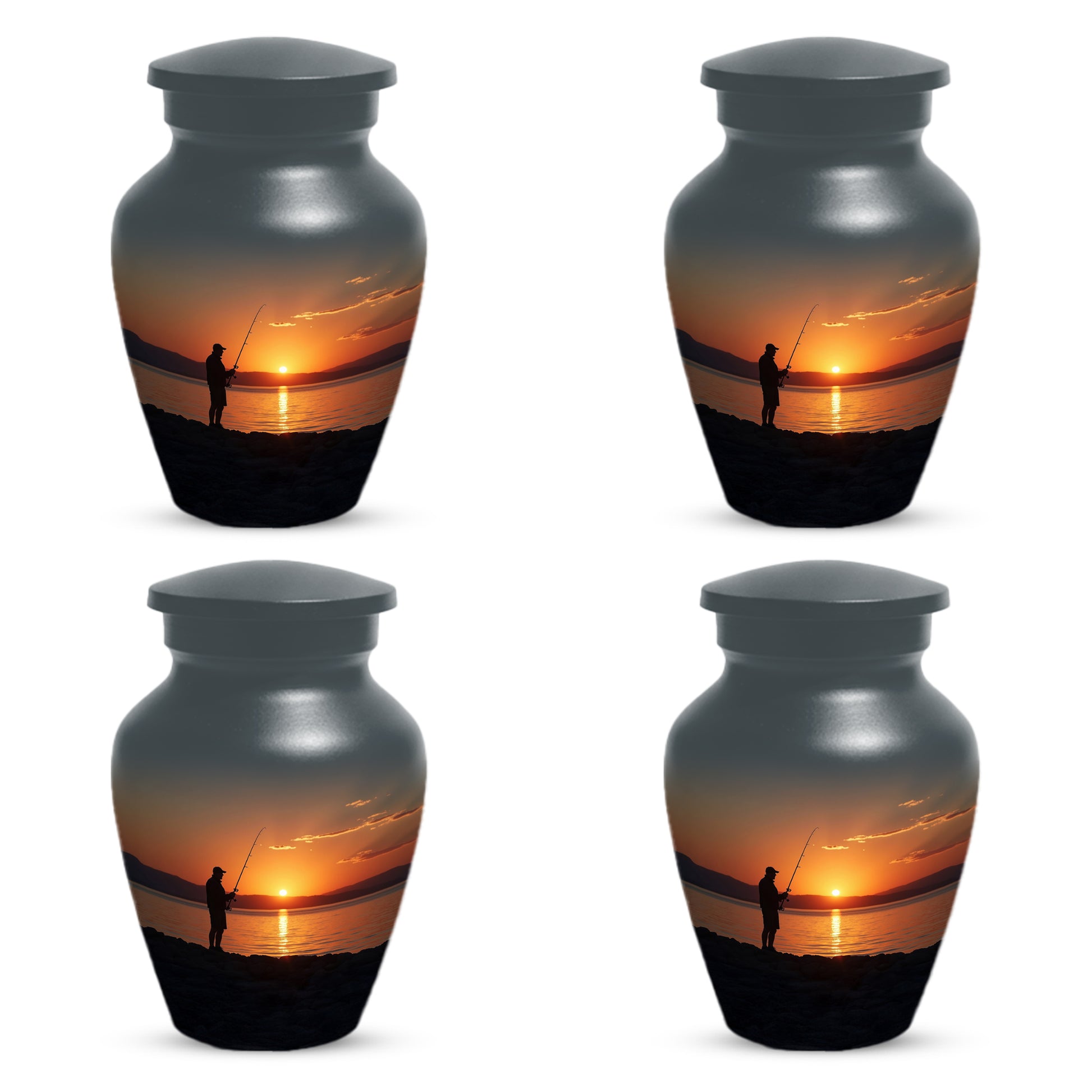 Fishing Sunset Urn for Dad | Fishing Cremation Urn for Adult Male Ashes