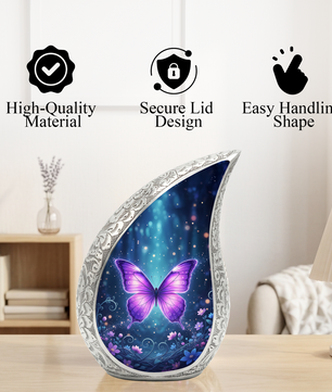 Purple Butterfly Urn for Human Ashes | Urn for Mom | Butterfly Memorial Urn