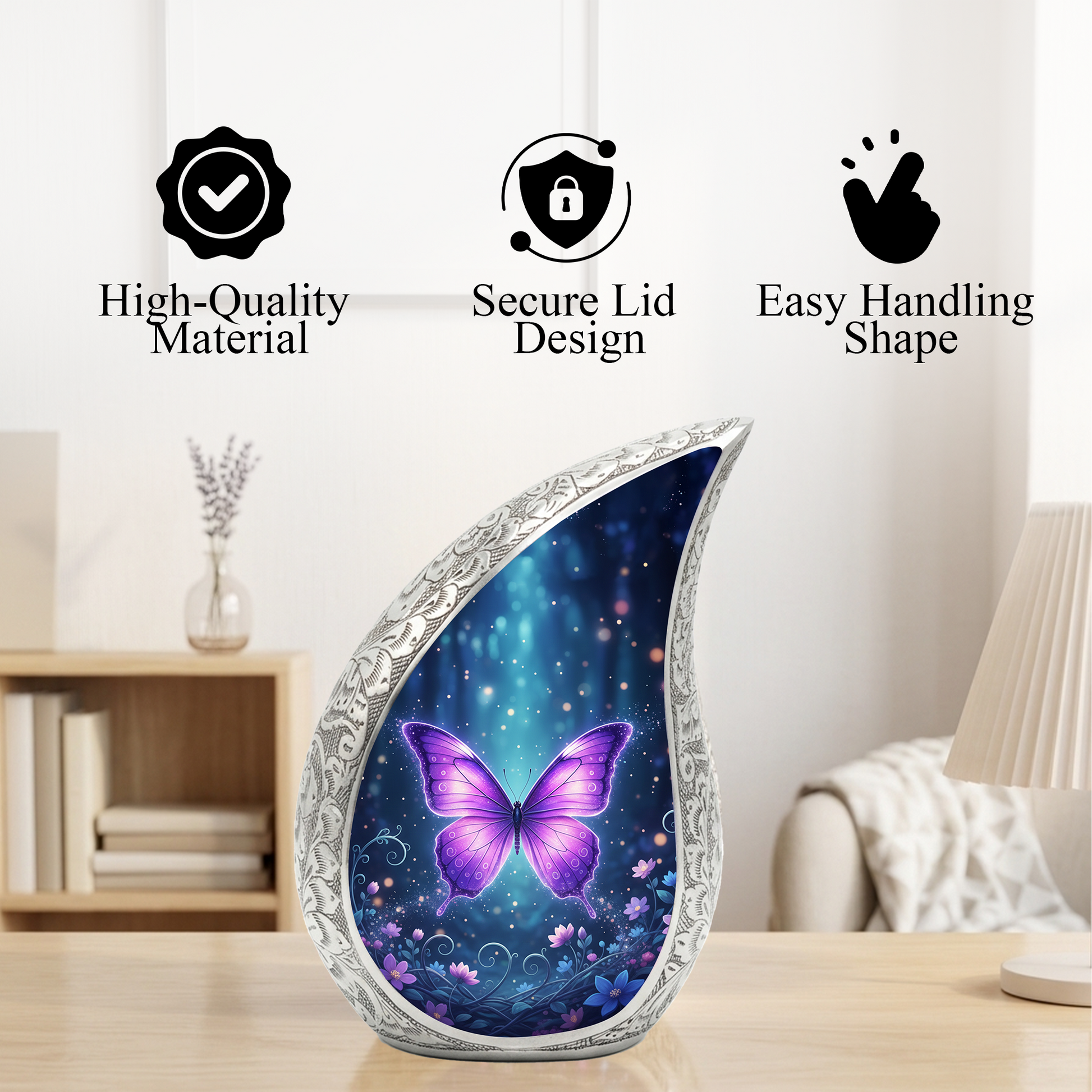 Purple Butterfly Urn for Human Ashes | Urn for Mom | Butterfly Memorial Urn