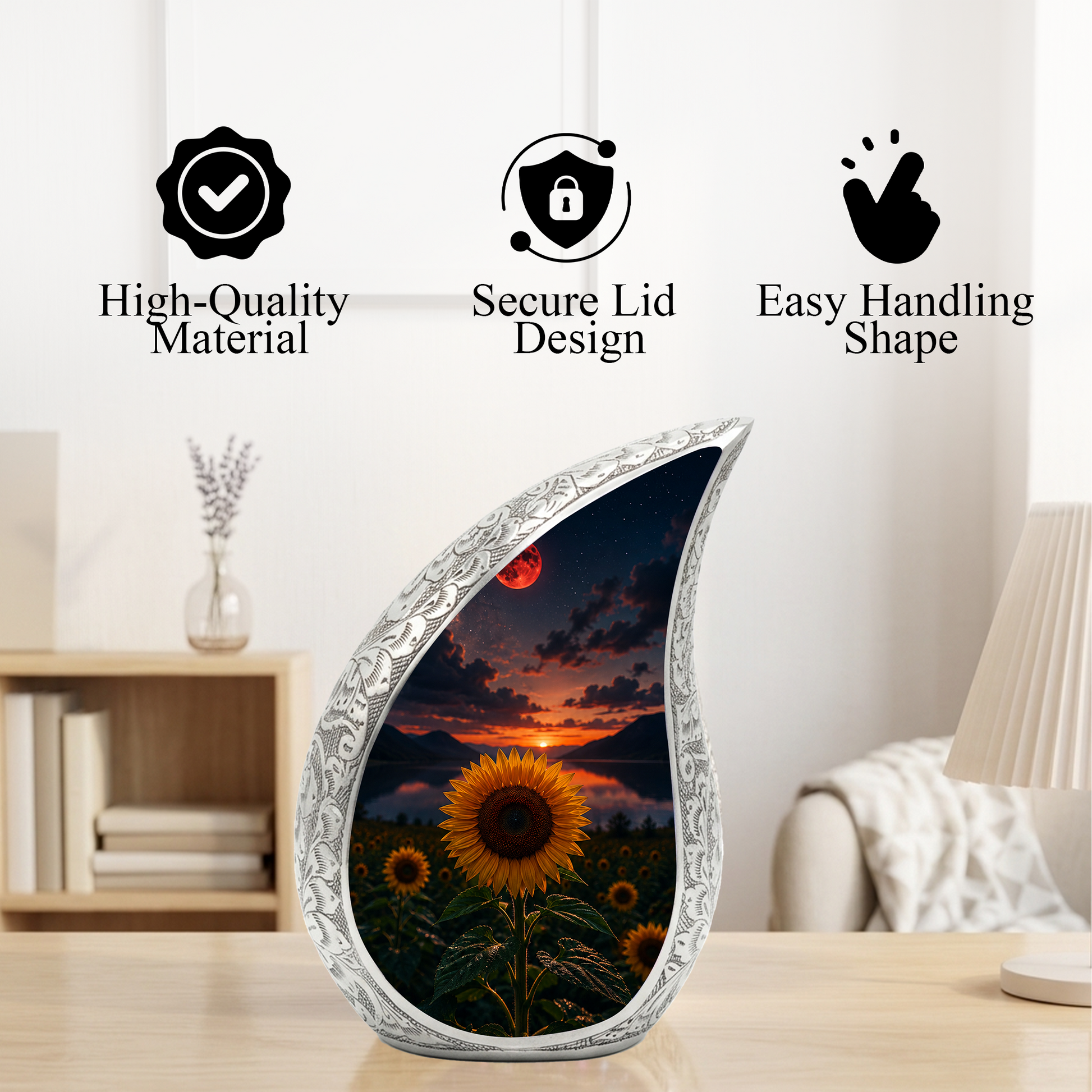 Sunflower Urn for Human Ashes | Beautiful Floral Cremation Urn for Mom & Women