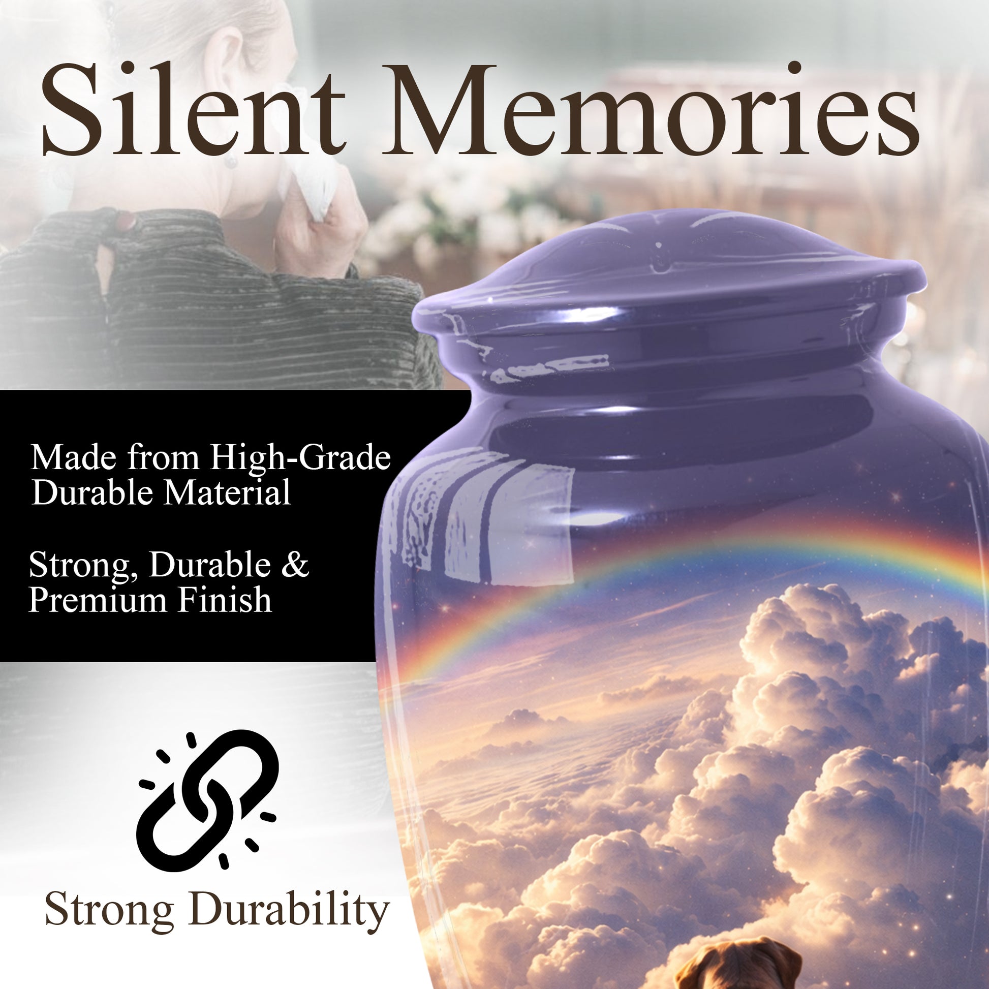 Rainbow Bridge Dog Memorial Urn for Mom or Dad | Pet Memorial Cremation Urn for Human Ashes