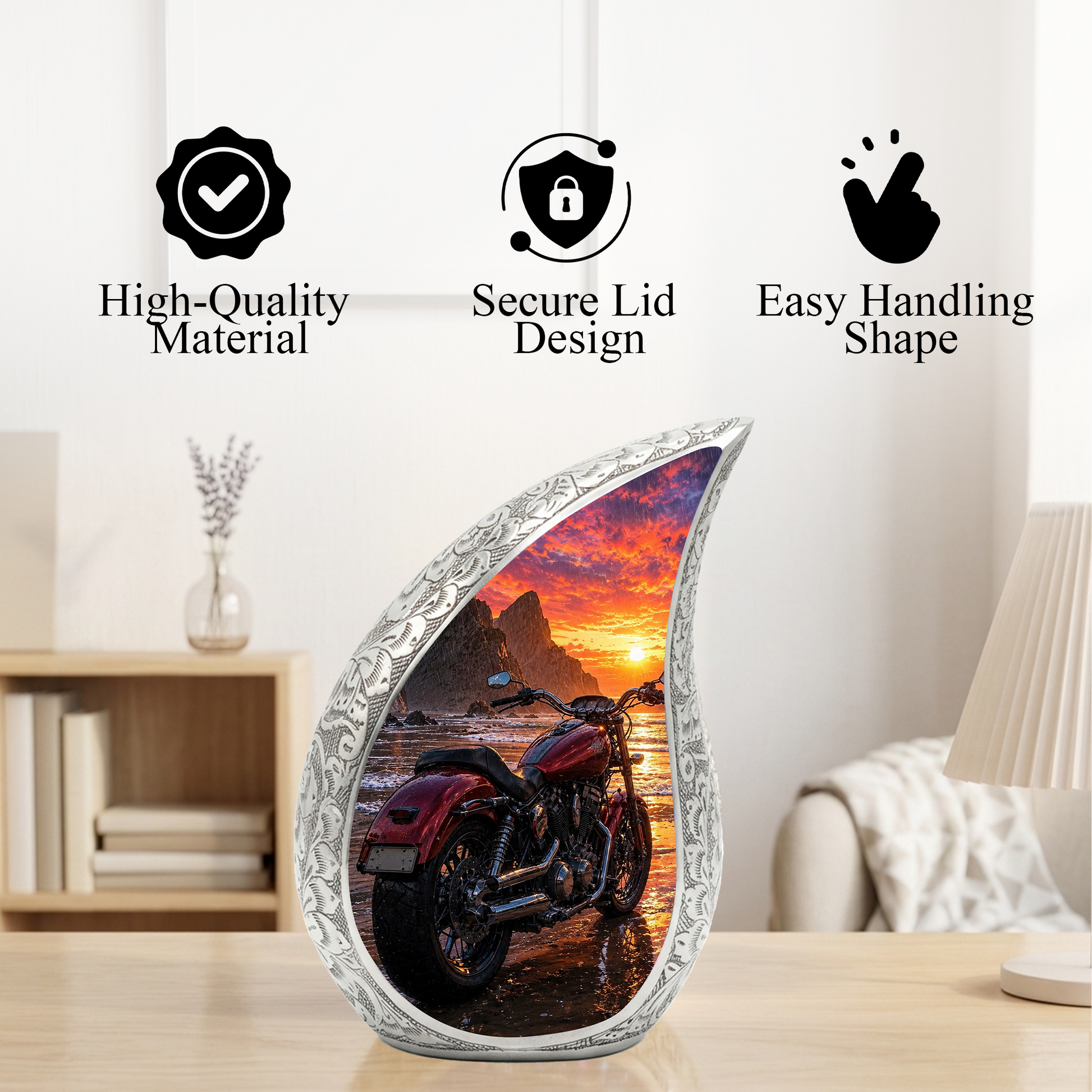 Motorcycle Urn for Dad, Biker Cremation Urn for Ashes,Keepsake Urn for Dad
