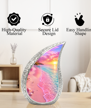Ocean Sunset Urn for Mom, Beach Cremation Urn for Women, Memorial Urn for Ashes