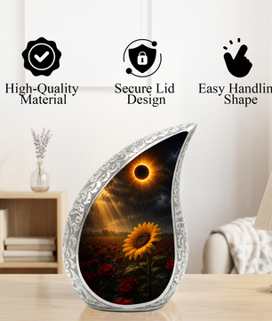 Sunflower Cremation Urn for Human Ashes | Sunflower & Rose Urn