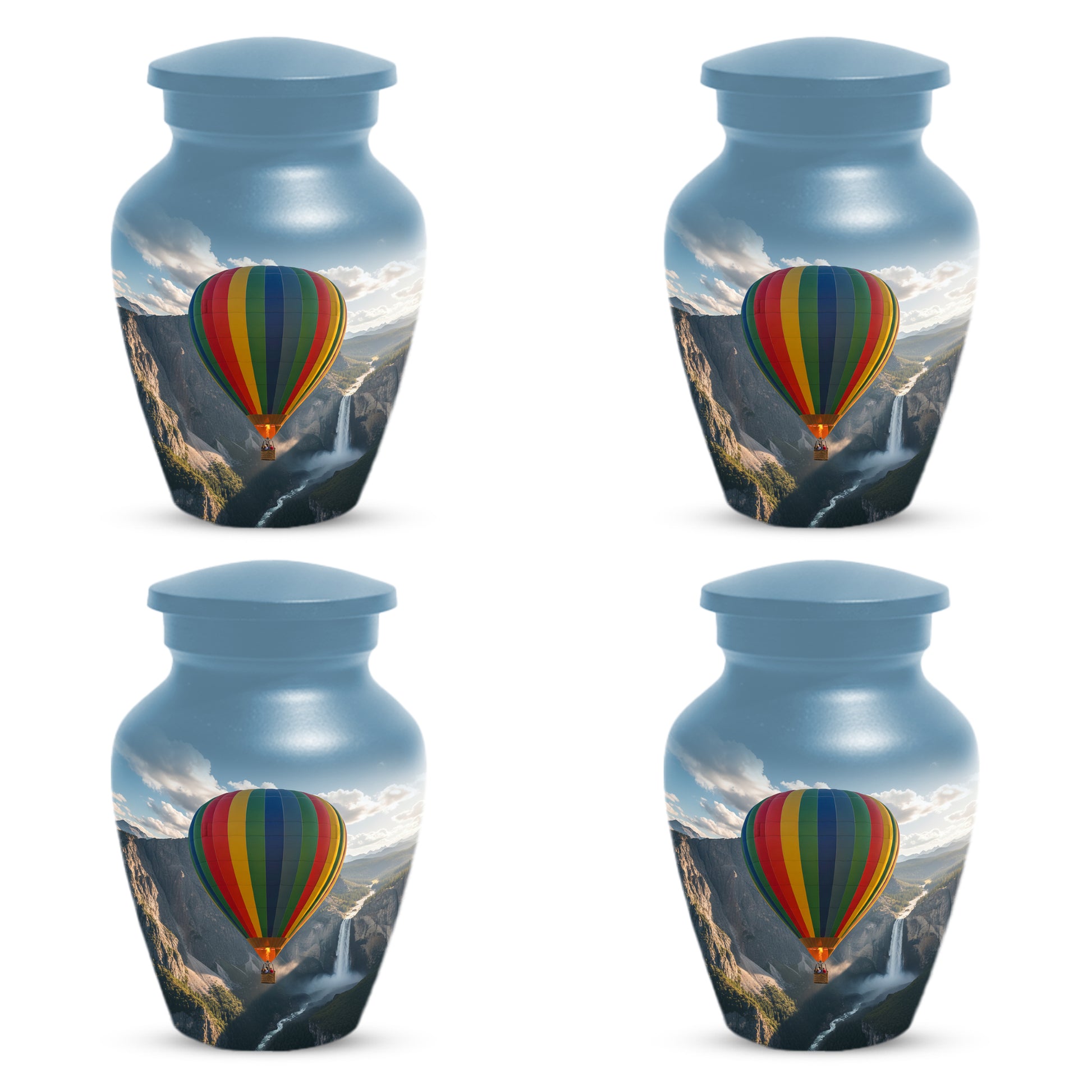 Hot Air Balloon Cremation Urn for Adult Ashes | Scenic Mountain & Waterfall Memorial Adult Urn
