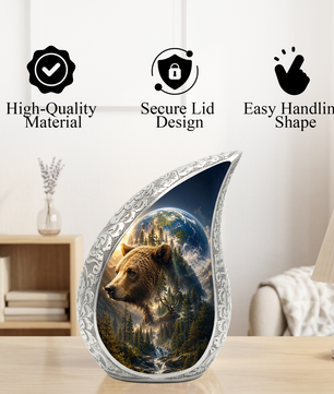 Bear Urn for Human Ashes | Powerful Bear Adult Cremation Urn | Wildlife Memorial Urn