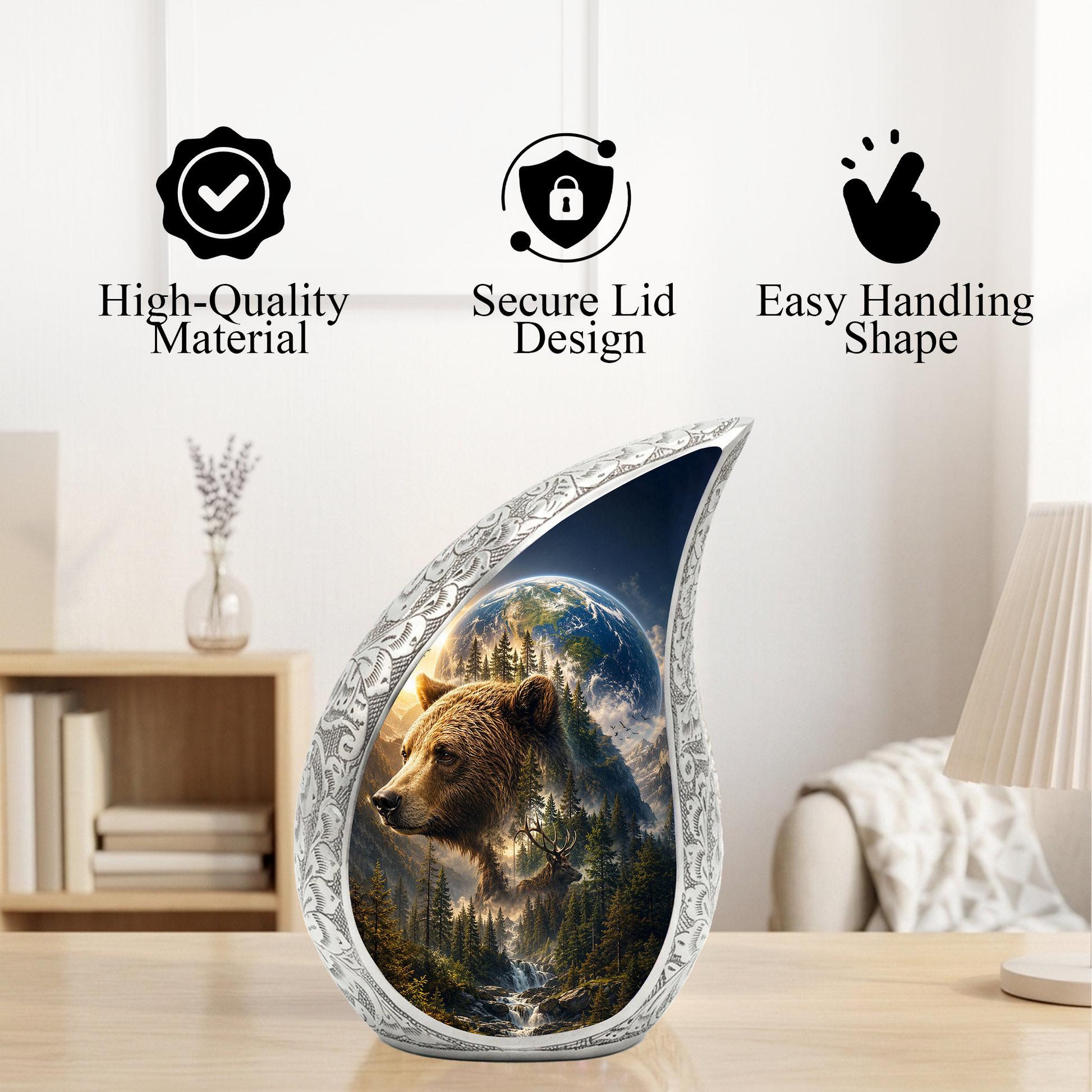 Bear Urn for Human Ashes | Powerful Bear Adult Cremation Urn | Wildlife Memorial Urn