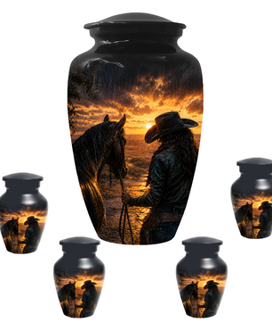Cowgirl Cremation Urn for Mom - Western Horse Memorial Keepsake Urns | Sunset Equestrian Tribute