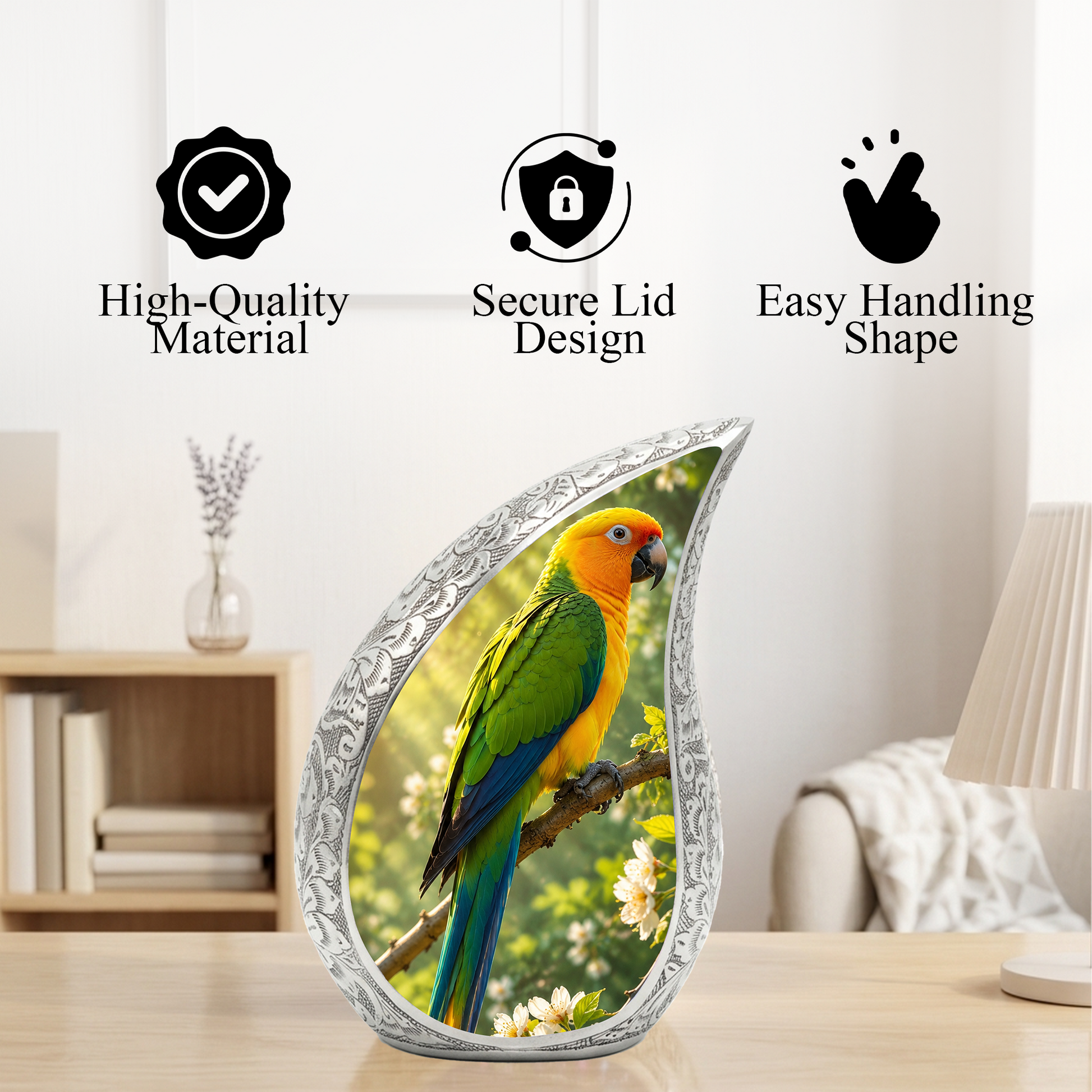 Parrot Urn for Mom – Beautiful Adult Cremation Urn for Mom, Women & Female Ashes