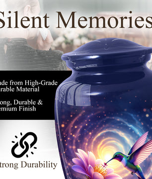 Hummingbird Urn for Mom with Pink Flower | Floral Cremation  Large Urn for Ashes