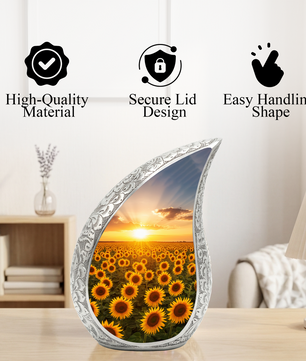 Sunflower Urn for Mom | Sunflower Urn for Human Ashes | Adult Cremation Urn