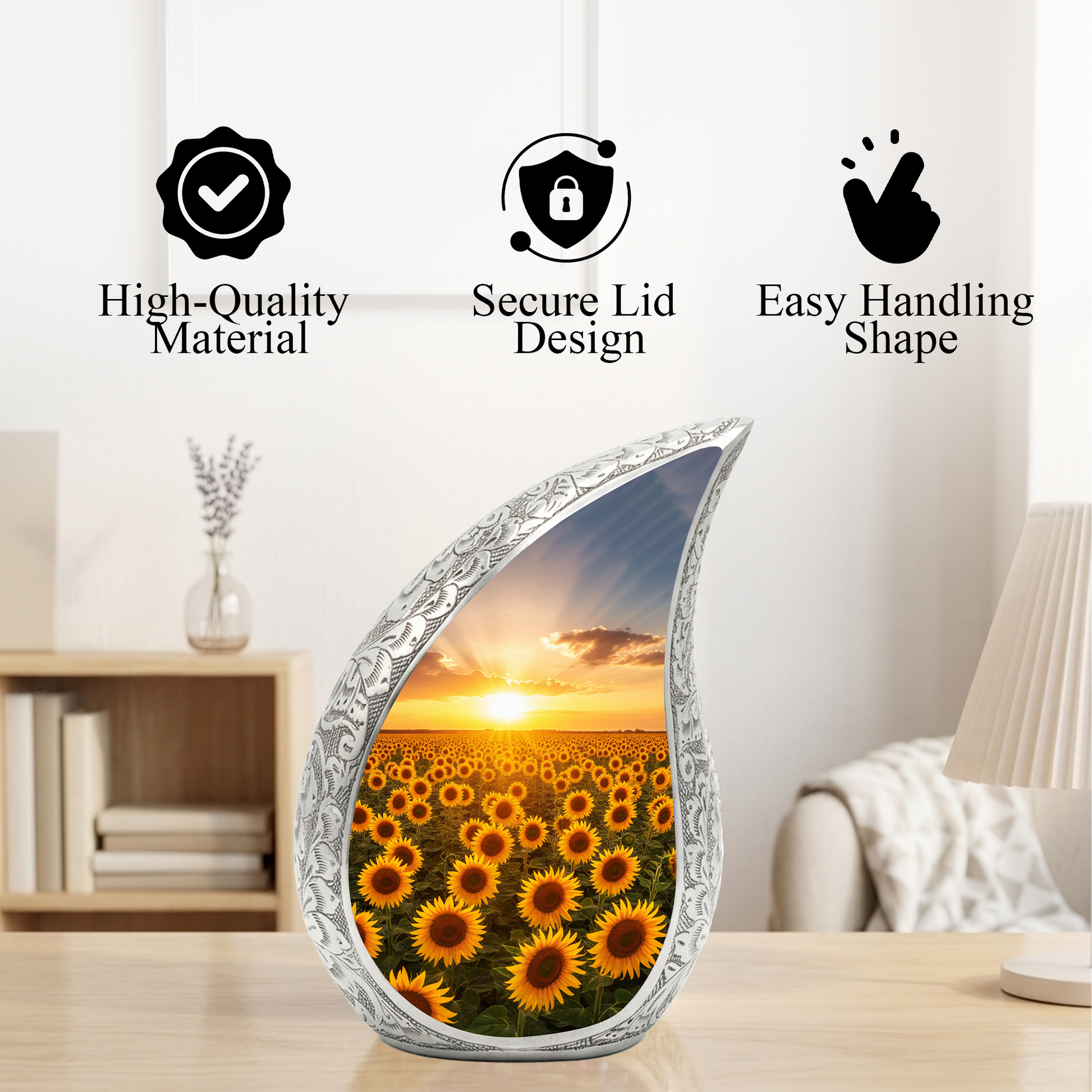 Sunflower Urn for Mom | Sunflower Urn for Human Ashes | Adult Cremation Urn