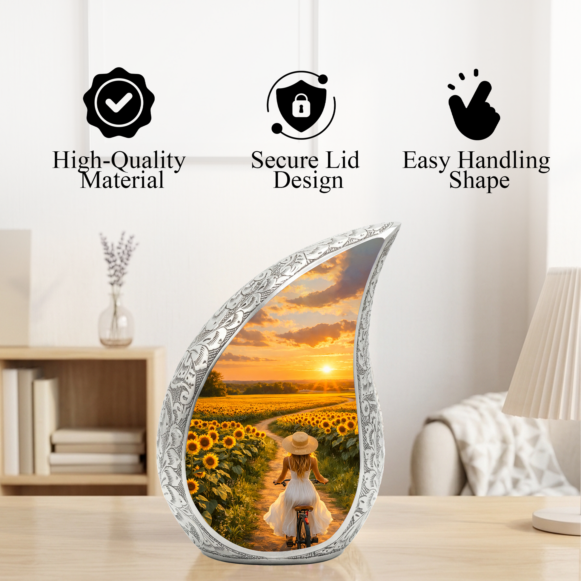Sunflower Urn for Mom – Premium Sunflower Cremation Urn for Human Ashes