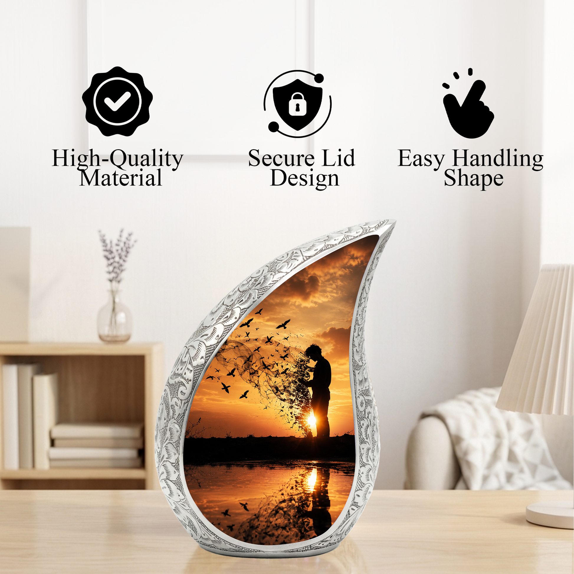 Sunset Memorial Urn for Human Ashes | Beautiful Sunset Cremation Urn