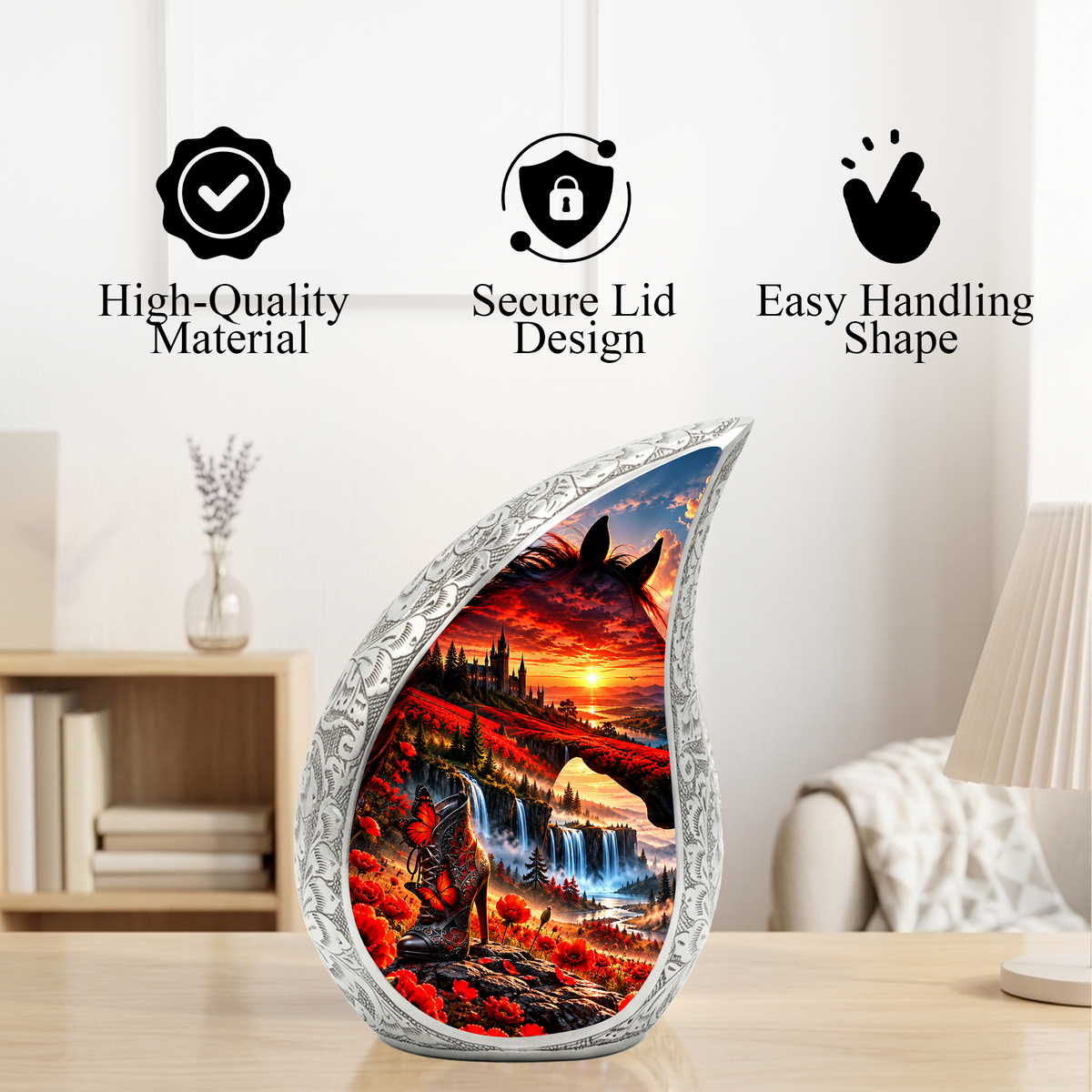 Horse Cremation Urn for Ashes, Horse Memorial Urn, Equestrian Adult Urn, Horse Lover Cremation Urn