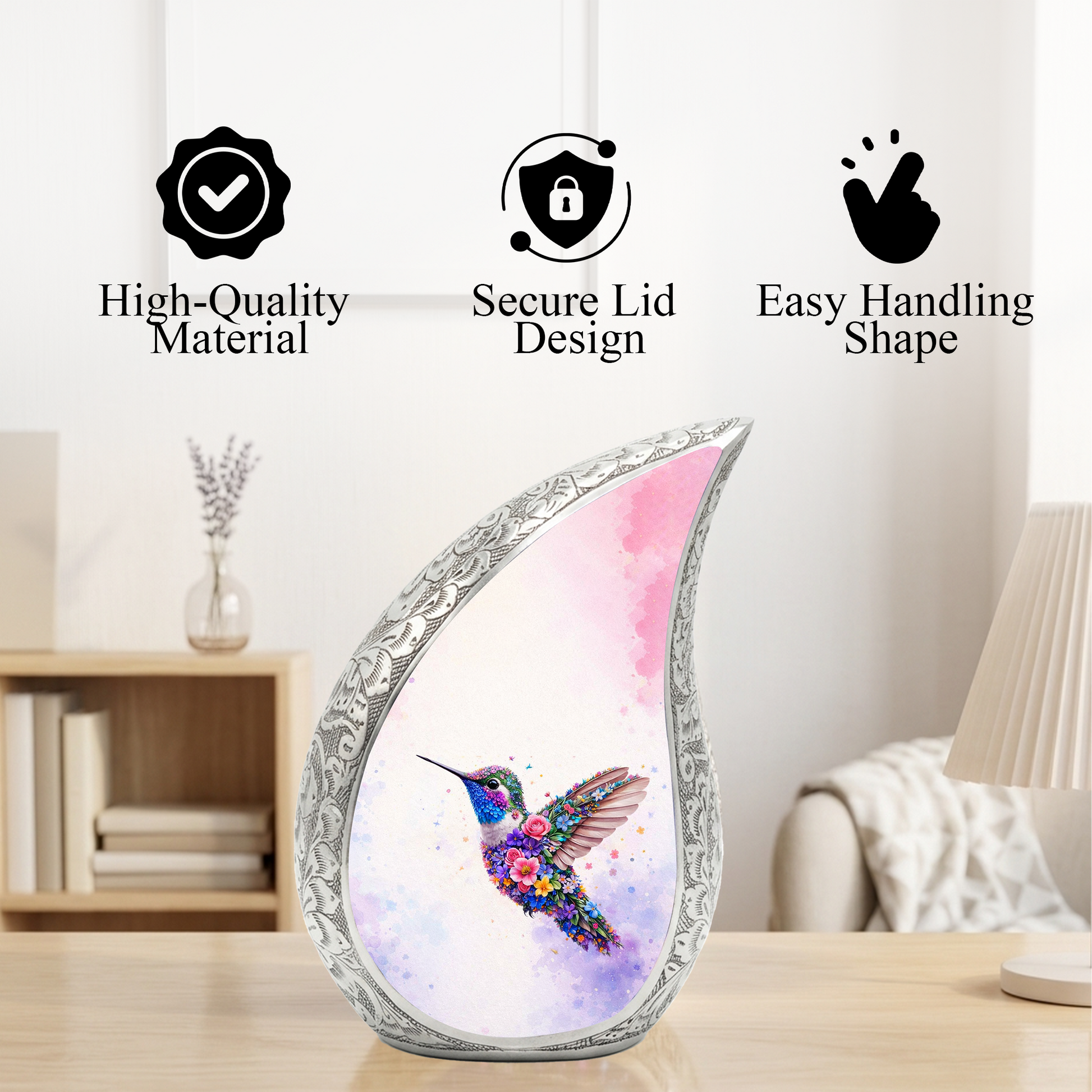 Beautiful Pink Hummingbird Cremation Urn for Adult Ashes