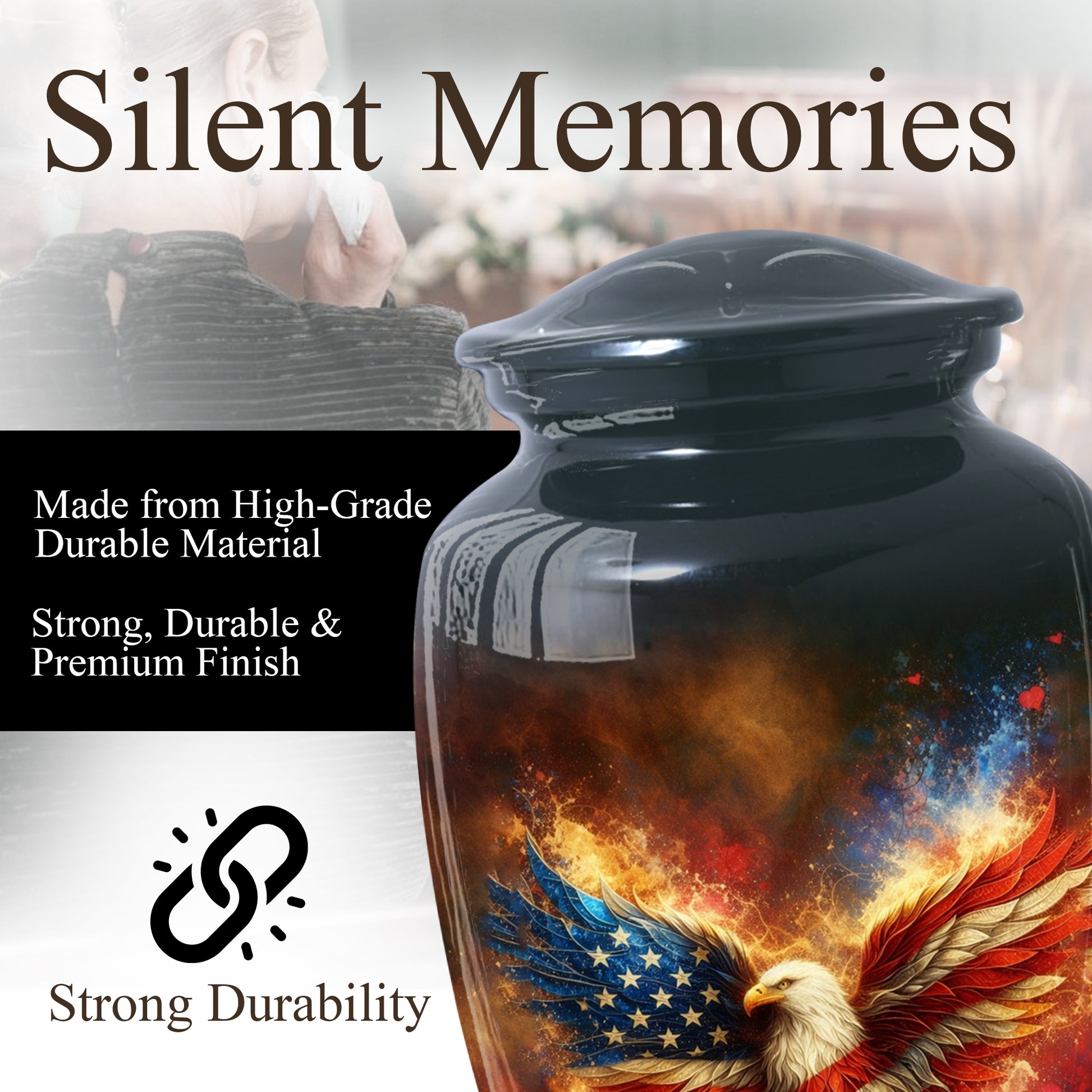 American Patriotic Urns for Dad, American Patriotic Personalized Large Urn for Dad