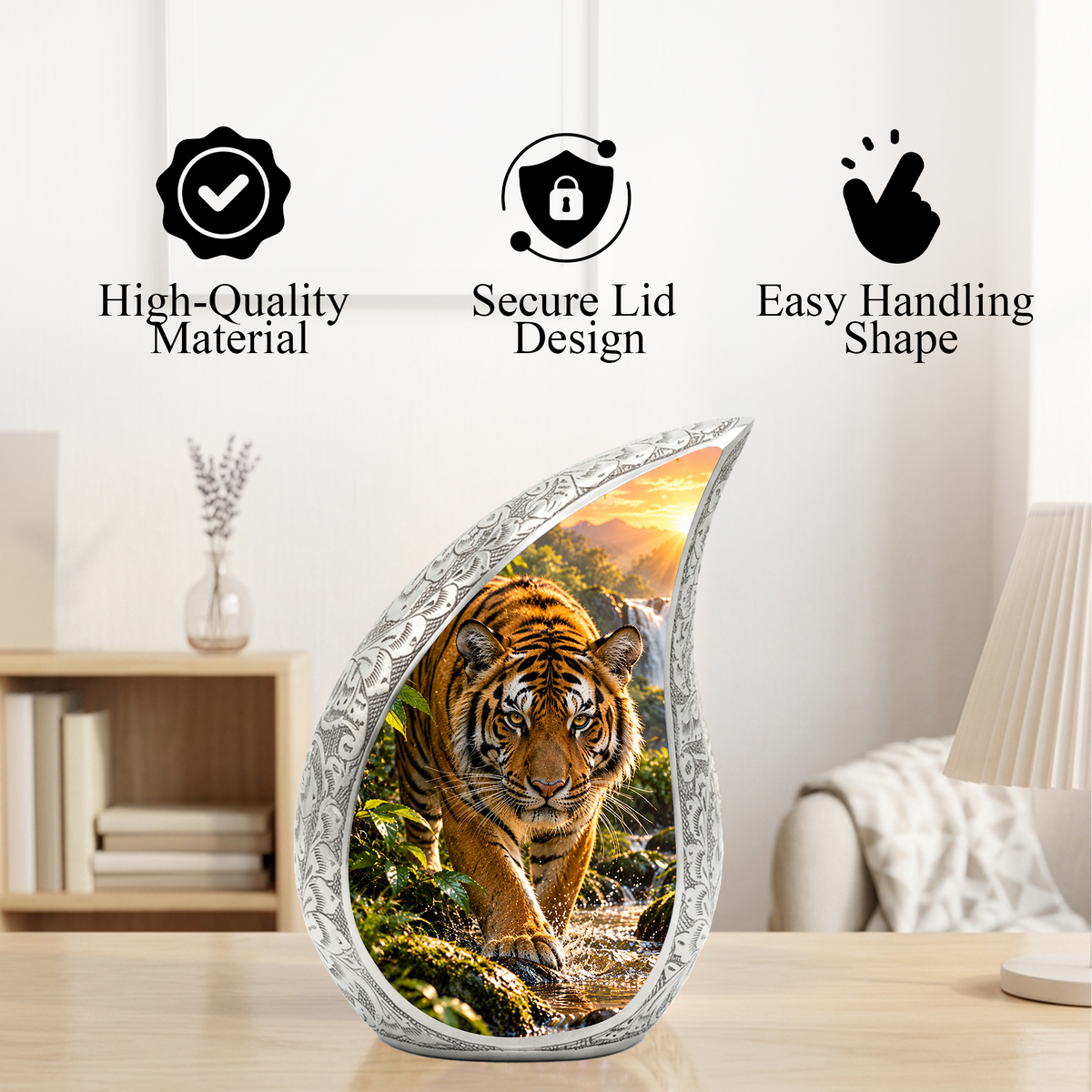 Tiger Cremation Urn for Dad -  Bengal Tiger Memorial Urn for Ashes