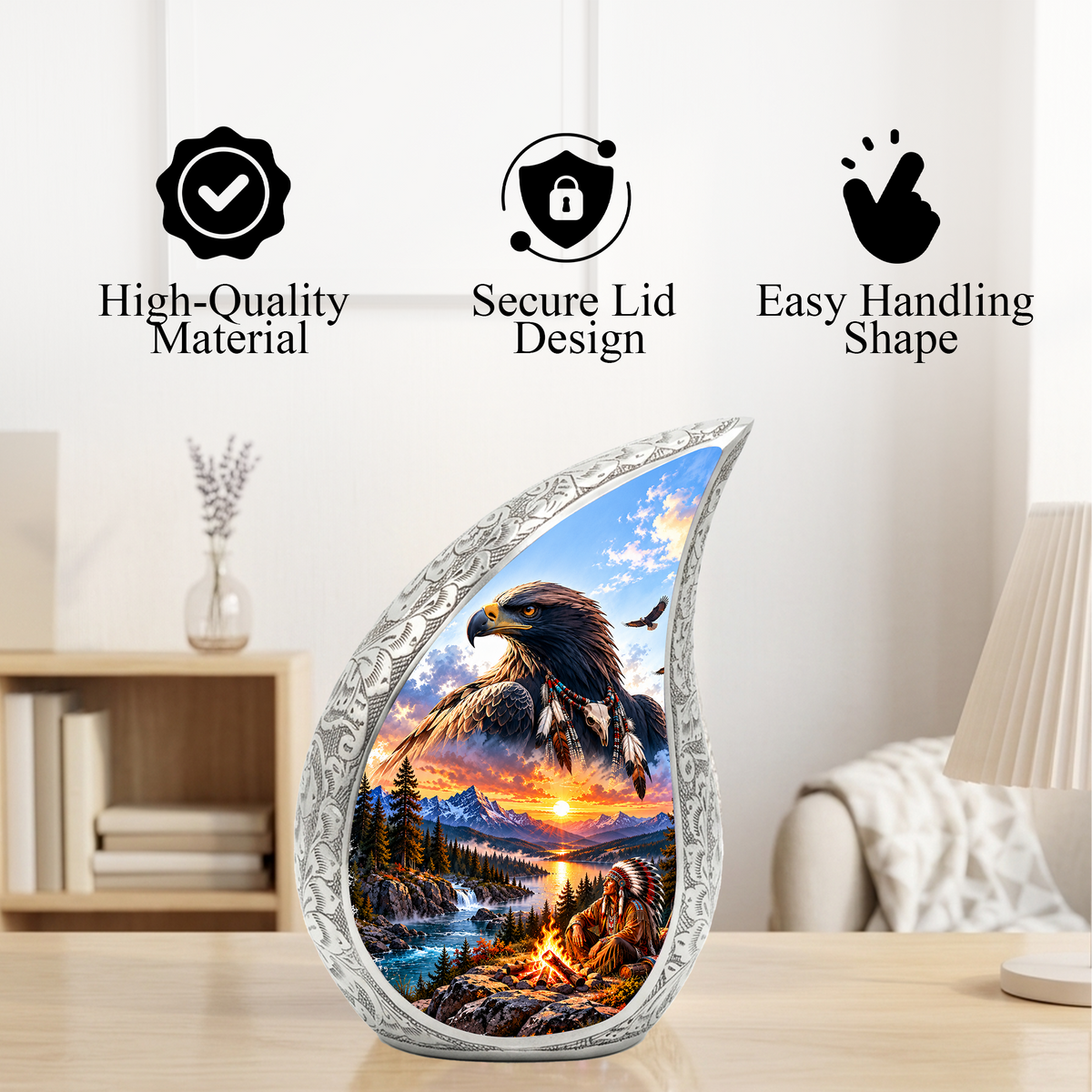 Eagle Adult Urn for Ashes, Native American Eagle Cremation Urn for Human Ashes