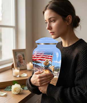 American Flag Cremation Urn – Personalized Cowgirl & Western Memorial Urn for Ashes