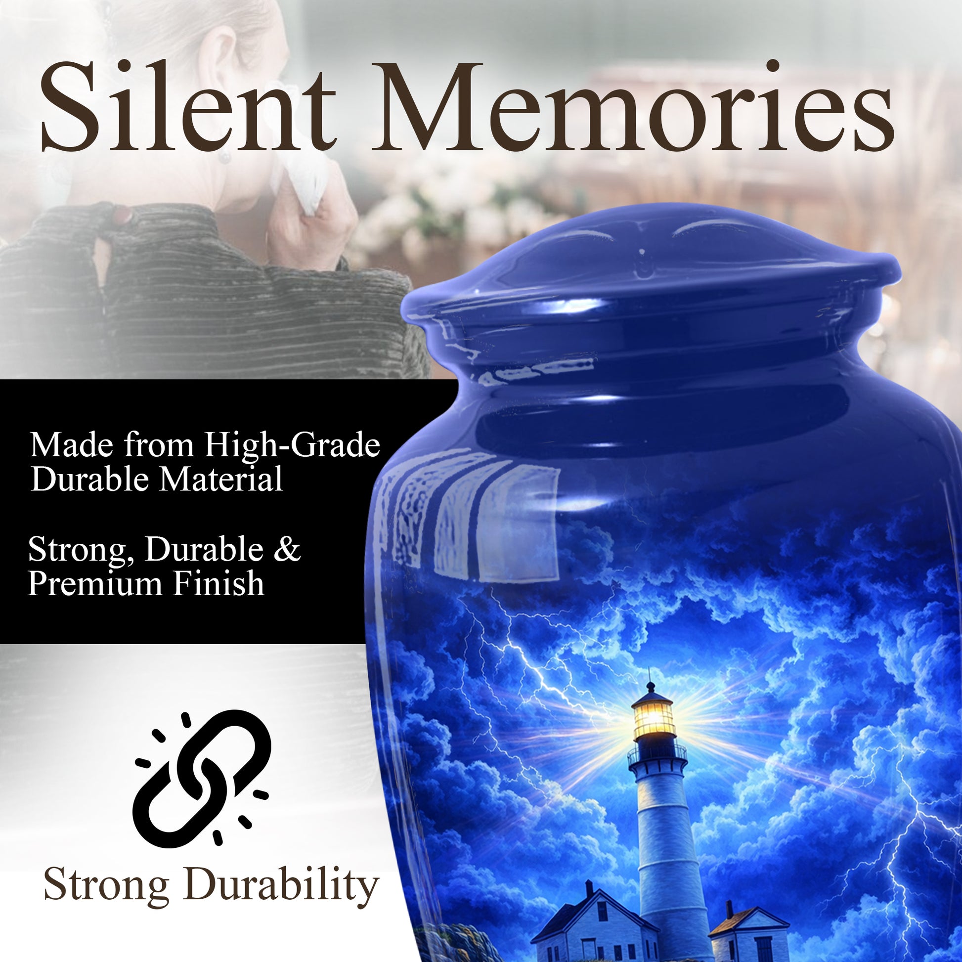 Lighthouse Memorial Urn for Dad, Personalized Adult Cremation Large  Urn