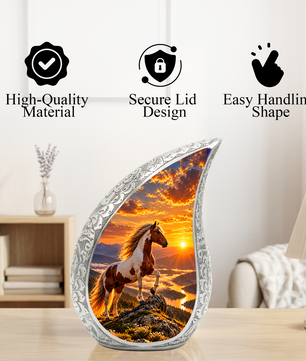 Horse Cremation Urn for Dad - Pinto Horse Memorial Urn for Ashes