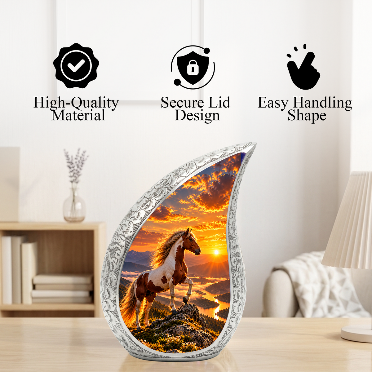Horse Cremation Urn for Dad - Pinto Horse Memorial Urn for Ashes