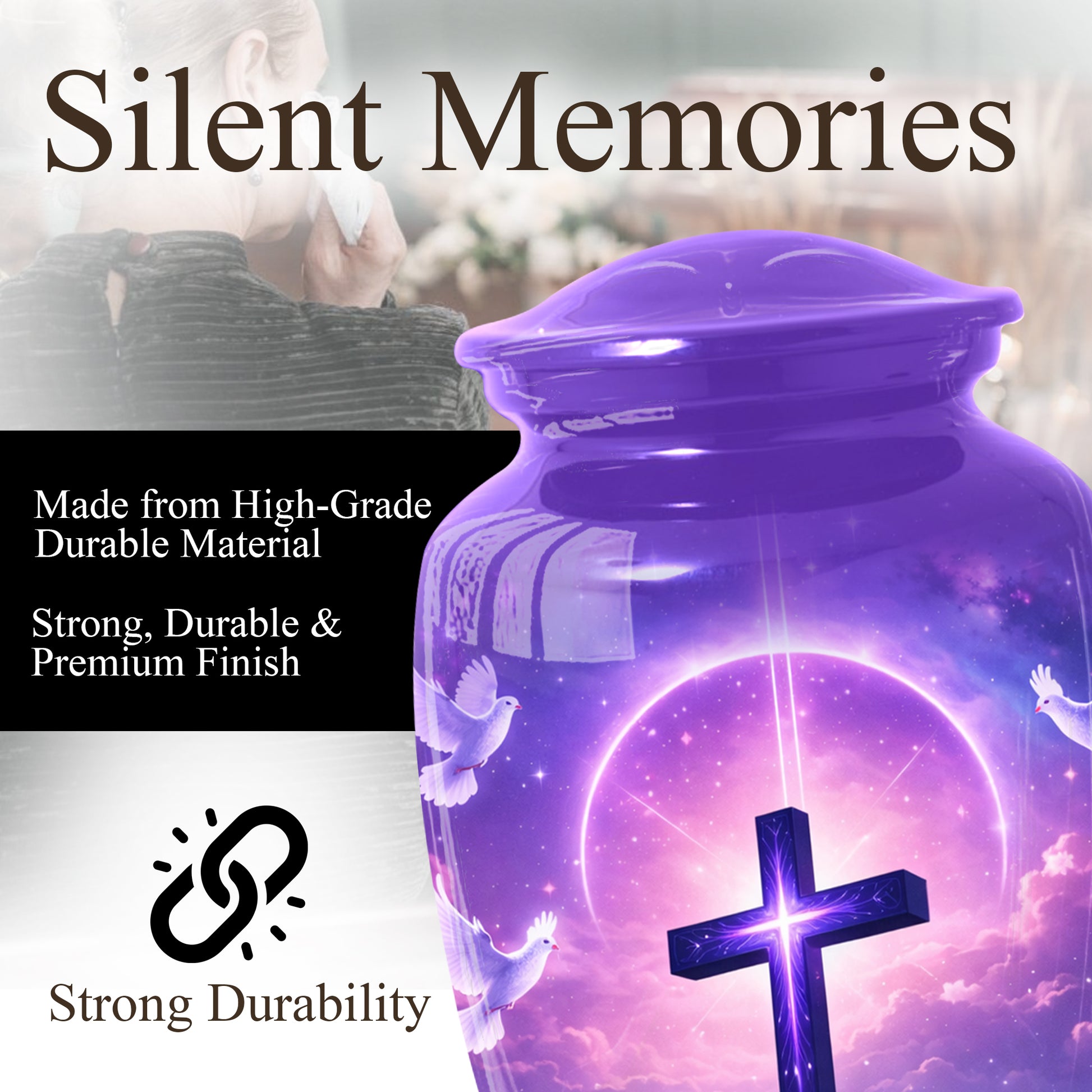 Cross Christian Memorial Urn - Keepsake Cremation Large  Urn