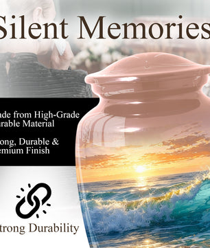 Ocean Sunset Urn for Mom | Beach Cremation  Large Urn for Women | Adult Female Memorial Urn