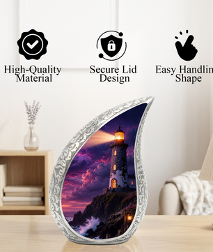 Lighthouse Storm Urn for Human Ashes | Adult Cremation Urn for Men & Women