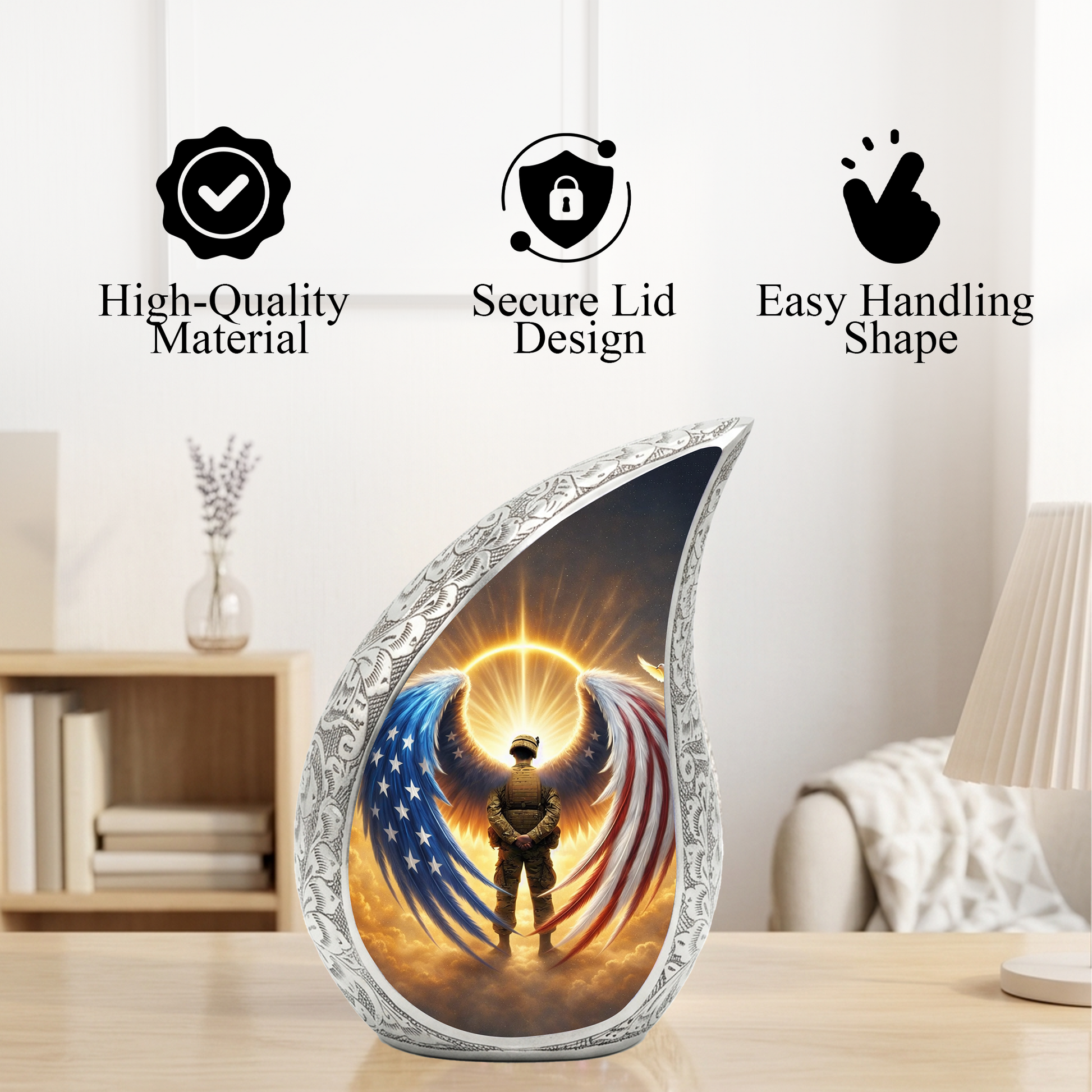 Patriotic Military Angel Urn for Dad – Personalized Urns for Dad