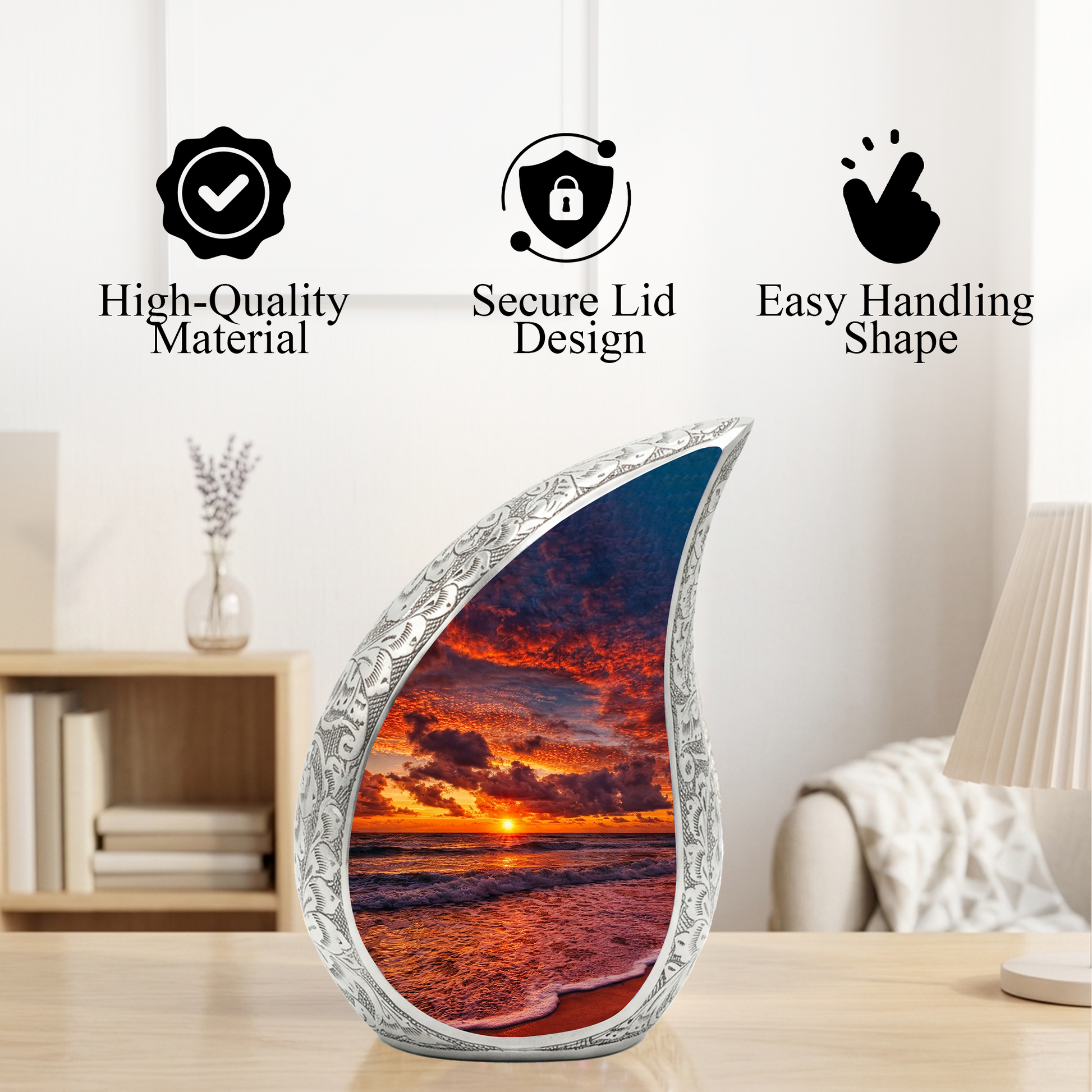 Ocean Sunset Adult Urn for Human Ashes – Premium Ocean Sunset Cremation Urn