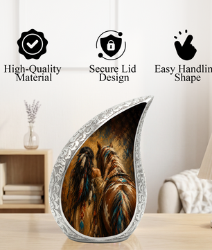 Native American Horse Memorial Urn for Mom, Beautiful Cremation Urn for Women
