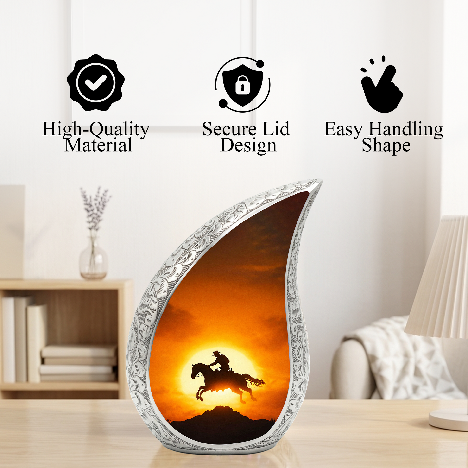 Cowboy Sunset Cremation Urn for Dad