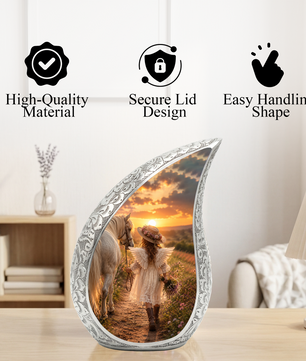 Angel Horse Memorial Urn for Ashes, Mom Cremation Urn,Adult Funeral Urn for Human Ash